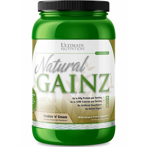 фото Гейнер ultimate nutrition natural gainz whey protein powder 1666 г, сливочное печенье