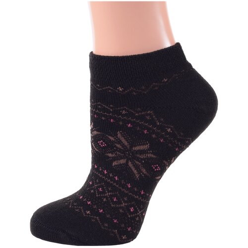 фото Женские носки из полушерсти grinston socks (pingons) черные, размер 23