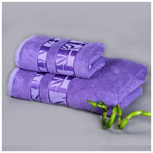 фото Полотенце бамбуковое, полотенце для ванной, махровое, 70x130 см, баклажан. ярмарка домашнего текстиля