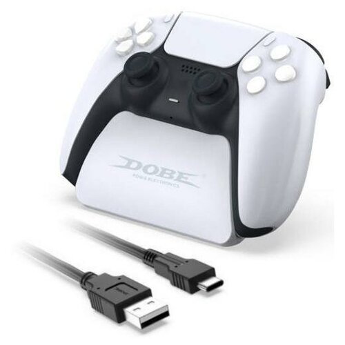 фото Подставка для геймпада playstation dualsense + usb кабель для зарядки dobe (tp5-0537b) белый (ps5)