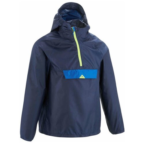 фото Куртка водонепроницаемая для походов для детей 7–15 лет темно-синяя mh100 7-9 лет (123-140 см) quechua х декатлон decathlon