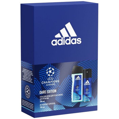 фото Adidas подарочный набор для мужчин uefa dare edition: дезодорант 150 мл + гель для душа 250 мл