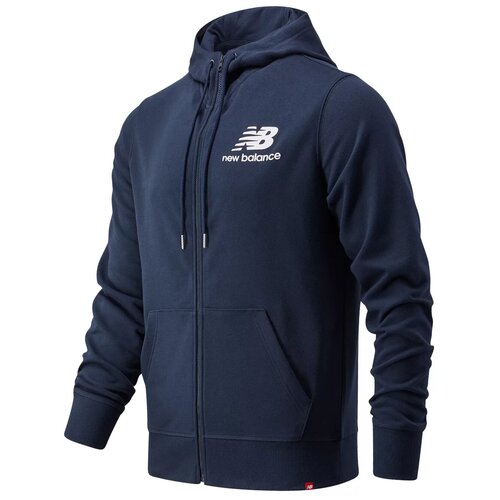 фото Толстовка new balance nb essentials stacked full zip hoodie серый s mj03558- ag