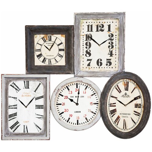 фото Kare design часы настенные vintage, коллекция "винтаж" 85*99*6,8, сосна, мдф, пластик, серый, белый, черный