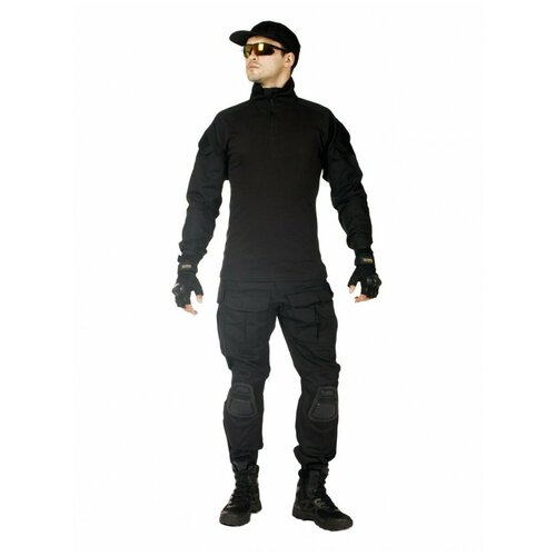 фото Костюм тактический мужской, летний, gongtex phantom с защитой локтей и коленей, 100% хлопок, цвет черный