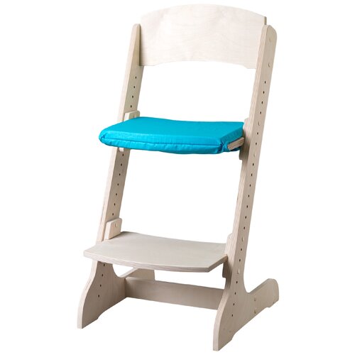 фото Набор: растущий стул alpika-brand eco materials сlassic, natural плюс подушка на сидение бирюзовая