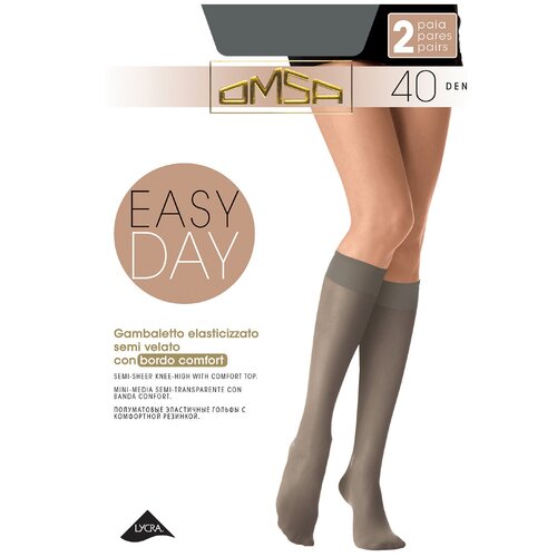 фото Капроновые гольфы omsa gambaletto easy day 40 den, 2 пары, размер 3/4 (m/l), fumo