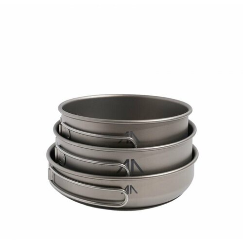 фото Набор сверхлегкой титановой посуды goraa 3-piece titanium pot and pan cook set (3 миски со складными ручками), с чехлом в комплекте нет бренда