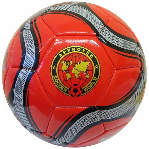 фото R18027-3 мяч футбольный "meik-307" (красный) 3-слоя pvc 2.3, 340 гр, машинная сшивка
