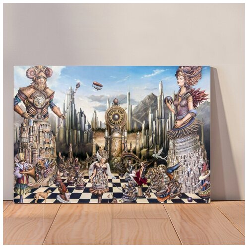 фото Картина сюрреализм томека сетовски (шахматы), 30x40 см, картина на холсте на деревянном подрамнике с настенным креплением вау холст