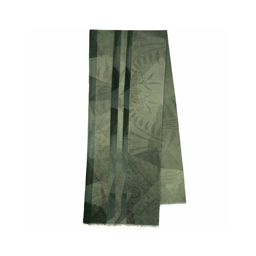 фото Шарф павловопосадская платочная мануфактура,190х40 см, зеленый, бежевый