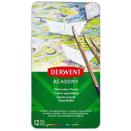 фото Набор карандашей акварельных 12цв derwent academy watercolour tin мет.кор