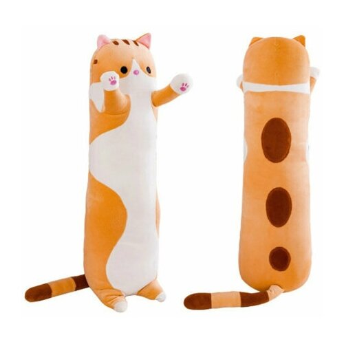 фото Мягкая игрушка - подушка кот длинный. мягкий кот - батон антистресс. кот подушка багет рыжий. длина 90 см. китай