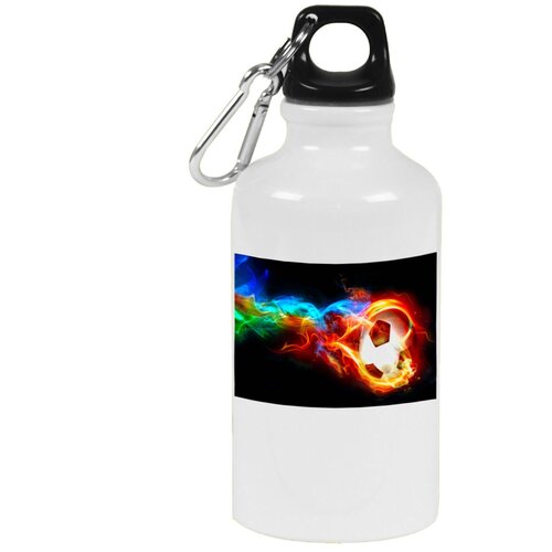 фото Бутылка с карабином coolpodarok футбол футбольный мяч огненый мяч огненый след