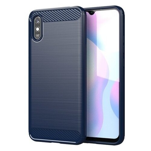 фото Чехол синего цвета на xiaomi redmi 9a, серии carbon от caseport