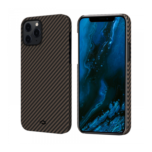 фото Чехол pitaka magez case для iphone 12/12 pro 6.1″, черно-коричневый, кевлар (арамид)
