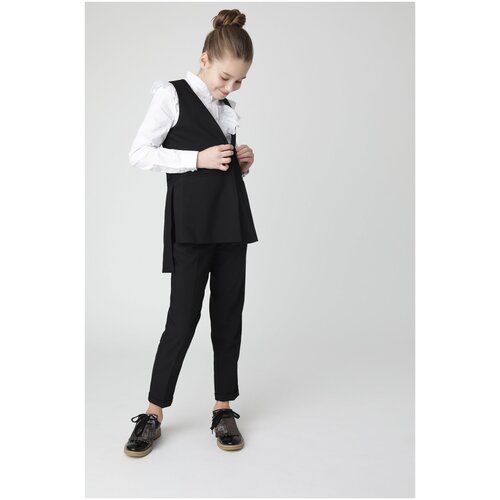 фото Школьный жилет для девочек gulliver, карманы, размер 158, черный