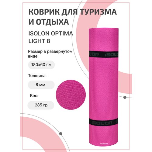 фото Коврик для туризма и отдыха isolon optima light 8, 180х60см фуксия