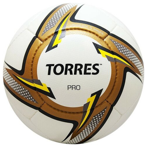 фото Torres мяч футбольный torres pro, размер 5, 14 панелей, pu, 4 подкладочных слоя, ручная сшивка, цвет белый/синий/жёлтый