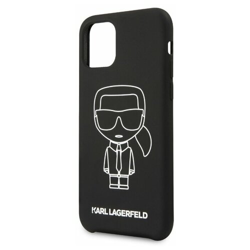 фото Чехол-накладка cg mobile karl lagerfeld liquid silicone ikonik outlines hard для apple iphone 11 black/white