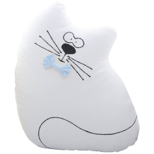 фото Подушка-бортик "котик белый с голубым бантиком", 35*30 см, 100% хлопок childrens textiles