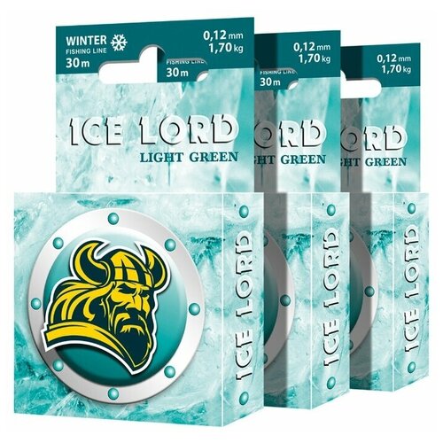фото Леска зимняя ice lord light green 0,12mm 30m, набор 3шт aqua