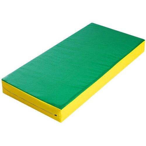 фото Мат спортивный гимнастический детский 1000х500х60мм кз зелёный/желтый ideal