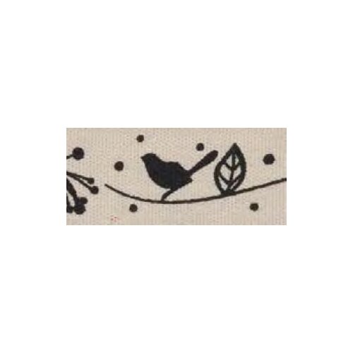 фото Лента хлопковая на картонной мини-катушке птички на ветке hemline 1 мини-рулон (5м) ( vr15.067 )