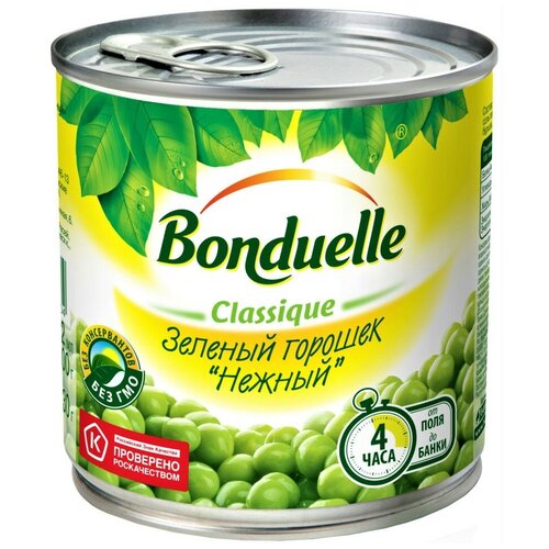 фото Bonduelle зеленый горошек "нежный" 400г набор 9 шт