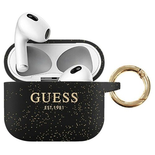 фото Guess чехол guess silicone glitter с кольцом для airpods 3 (2021), черный