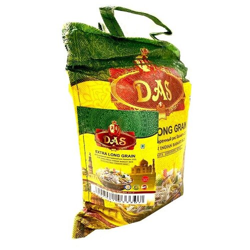 фото Рис индийский басмати das extra пропаренный для плова 1 кг упаковка мешок