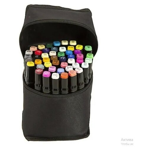 фото Набор профессиональных двухсторонних маркеров для скетчинга на спиртовой основе в чехле (36 цветов) newstyl