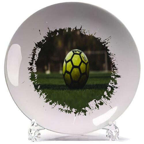 фото Тарелка футбол футбольный мяч зелёный трава coolpodarok