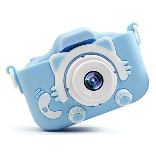 фото Детский цифровой фотоаппарат children's fun camera cute kitty, голубой + селфи- камера