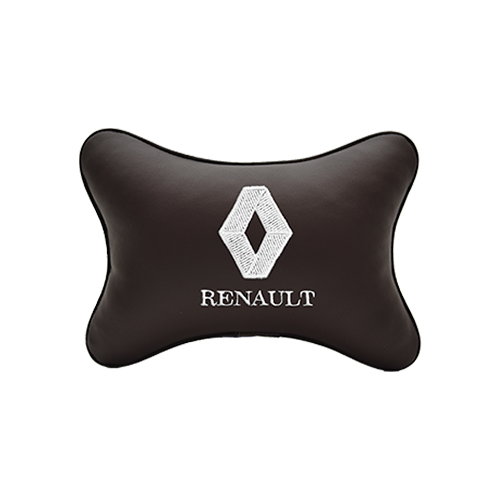 фото Подушка на подголовник экокожа coffee (белая) с логотипом автомобиля renault vital technologies
