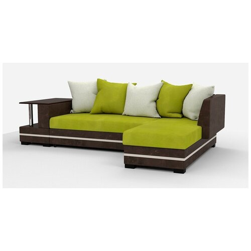 фото Угловой диван атланта люкс велюр яблоко + хаки/коричневая экокожа. спальное место: 192/141 диваны и кровати