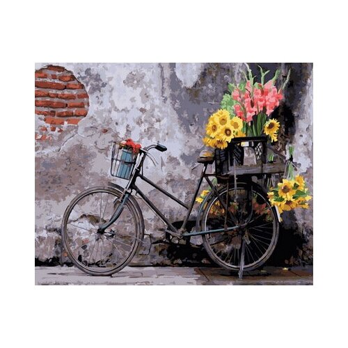 фото Картина по номерам цветной «ретро велосипед» (холст на подрамнике, 40х50 см)