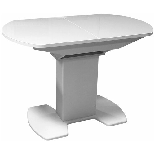 фото Evita стол обеденный раздвижной каприз белый, стекло,110х70х76 см/стол для кухни/стол для столовой/ стекло