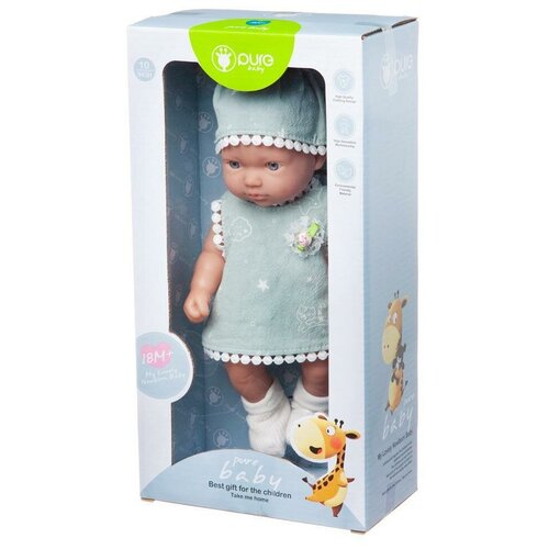 фото Пупс pure baby 25 см. в сером платье, шапочке, носочках junfa wj-b9961 junfa toys