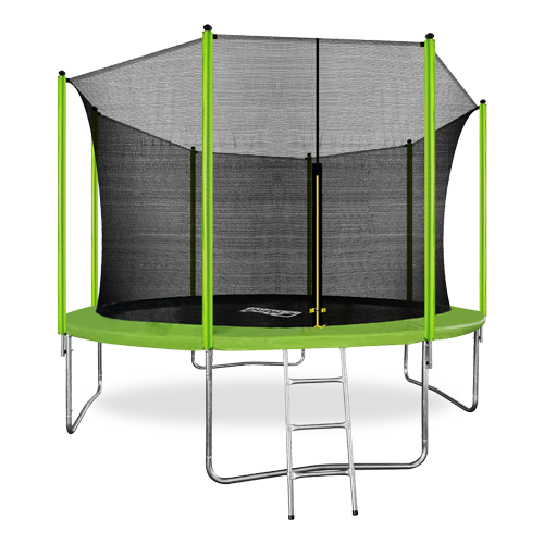 фото Батут с внутренней сеткой и лестницей arland 12ft (light green)