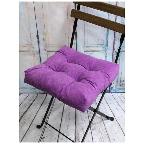 фото Подушка для сидения на стул без завязок matex velours светло-фиолетовый, чехол не съемный, ткань велюр, 40х40 см матекс