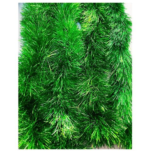 фото Набор пушистой мишуры 4 ленты цвет зеленый. дождь зеленый для украшения помещения, елки, новогоднего костюма toygalaxy