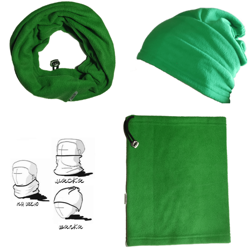 фото Снуд баф бафф шарф-труба шарф хомут флисовый женский мужской детский взрослый зелёный 3в1 azyma