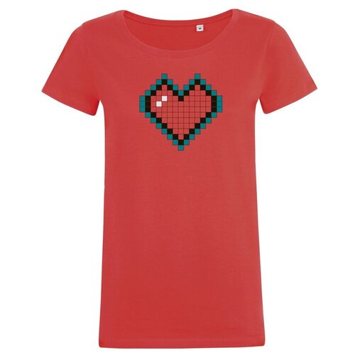 фото Футболка женская pixel heart, красная, размер s coolcolor