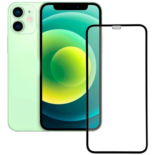 фото Защитное стекло для телефона apple iphone 12 mini / полноэкранное стекло для смартфона эпл айфон 12 мини с олеофобным покрытием и черной рамкой / полная проклейка экрана / премиум качество / защита от падений (черный) сoteetci