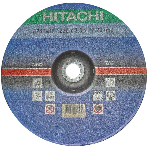 фото Диск отрезной hitachi htc-752525, по металлу а 230х3х22,2 изогнутый