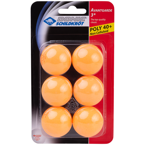 фото Мяч для настольного тенниса donic 3* avantgarde, оранжевый, 6 шт.