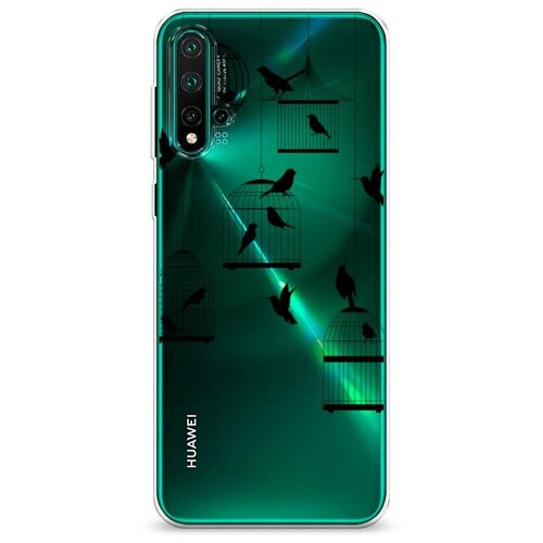 фото Силиконовый чехол "клетка с птицами графика" на huawei nova 5 pro / хуавей нова 5 про case place