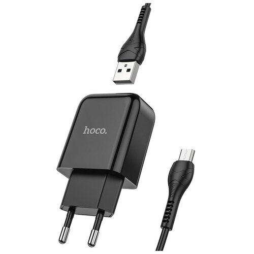фото Зарядное устройство hoco n2 vigour single usb + кабель usb-micro, 2a, черный