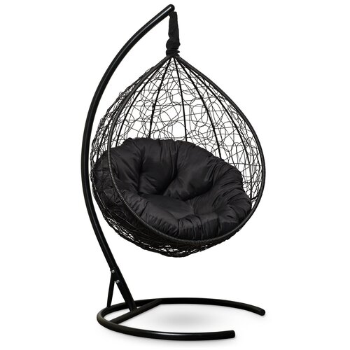 фото Подвесное кресло-кокон laura outdoor sevilla verde черное + каркас (черная подушка)